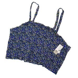 NORDSTROM BP NWT Blue Maisey Smocked Crop Top Plus Size 1X Casual Summer